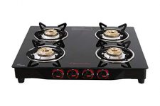 Butterfly Smart Glass 4 Burner Gas Stove, Black, Manual