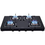 Elica Slimmest 4 Burner Gas Stove with Square Grid and Brass Burner (694 CT VETRO (SLIM LINE SPF 2J)